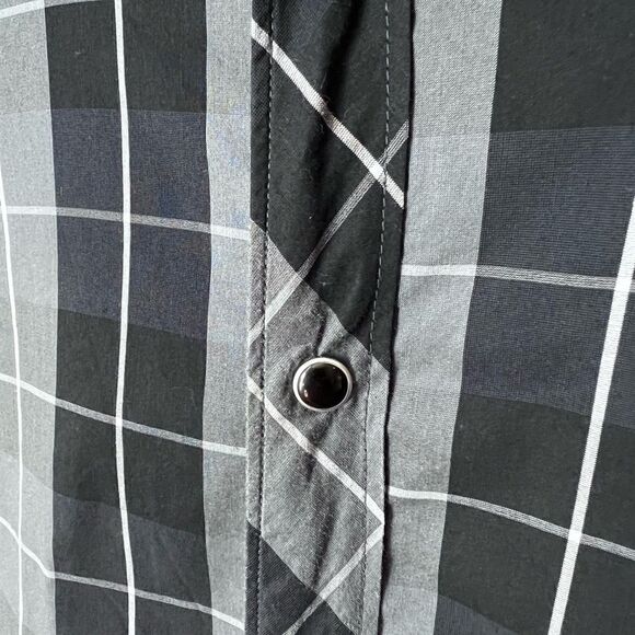 Zara Man plaid button down shirt Navy Grey slim fit size XL - Picture 9 of 16